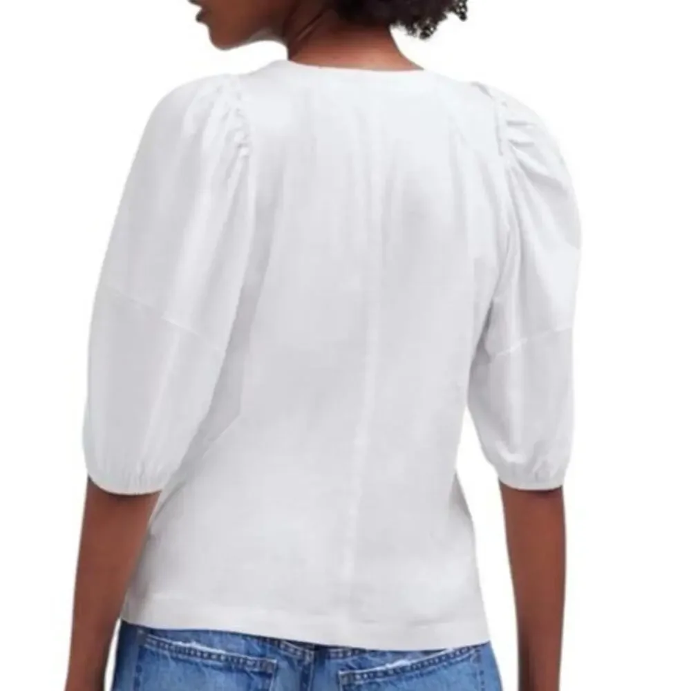 NWT Madewell Puff-Sleeve Tee 100 Percent Cotton White M *Flaw SEE DESCRIPTION
